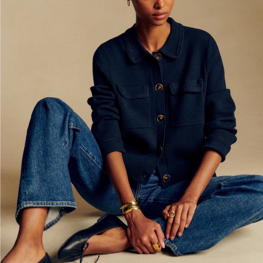 NWT Sezane Navy Betty Cardigan